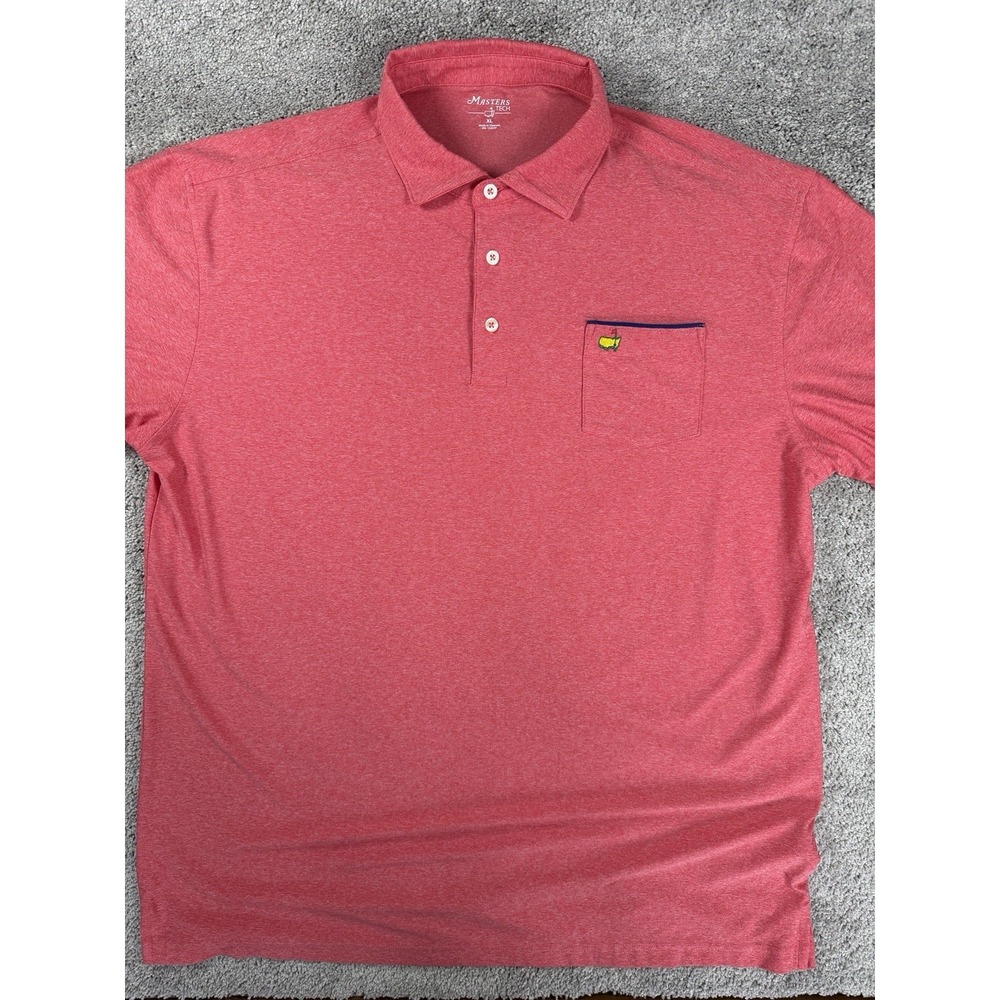 Masters Tech Mens Golf Polo Shirt XL Red Heathered Pocket Logo Short Sleeve